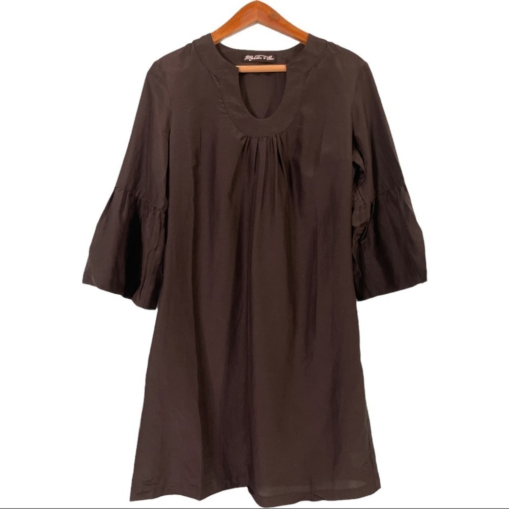 Martin + Osa Flounce Sleeve Black Dress
